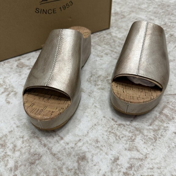 Kork-Ease Yazmin Sandals Womens Size 9 Light Gold Leather Wedge Slides Platform - Picture 2 of 12